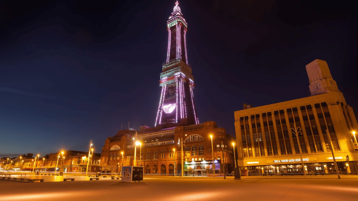 an image of Blackpool with the tower illuminated